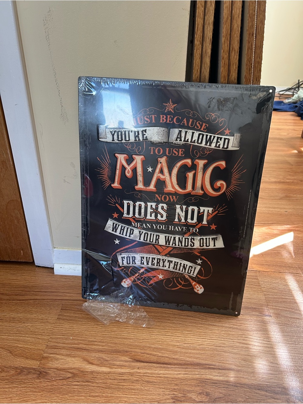 Harry Potter Metal Wall Sign - Black & Orange